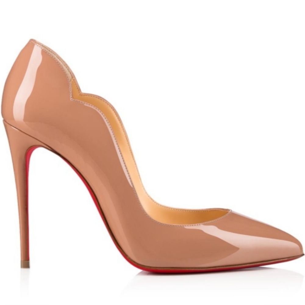 Christian Louboutin Hot Chick 100 Blush Patent Leather Heels Size 38